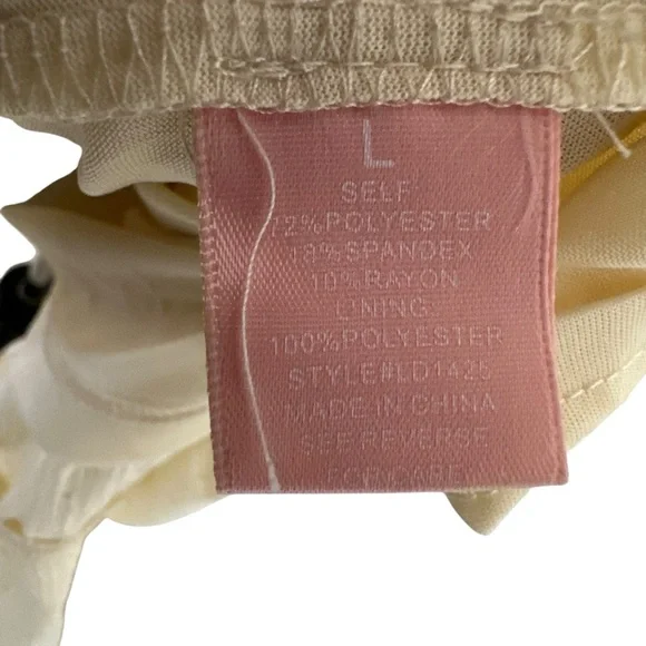 Lovecolette womens Tiered Smocked Tie waist Mini Dress Sz Large Yellow Lined - Picture 8 of 9